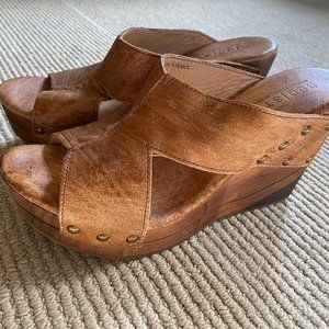 BED STU brown wood wedges worn once